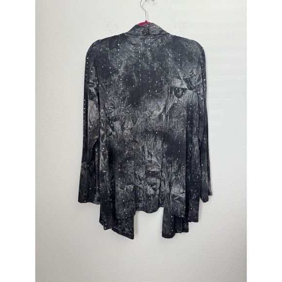 Avenue Women's Black Sequin Open Front Cardigan Blouse Duster Slinky 18/20 - Picture 2 of 11